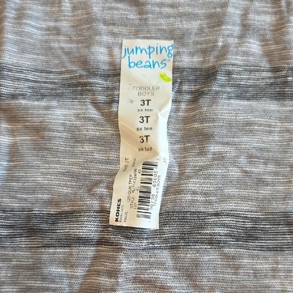 (J37) Jumping Beans Gray Short Sleeve Tee Striped Casual Sz 3T - Picture 2 of 3